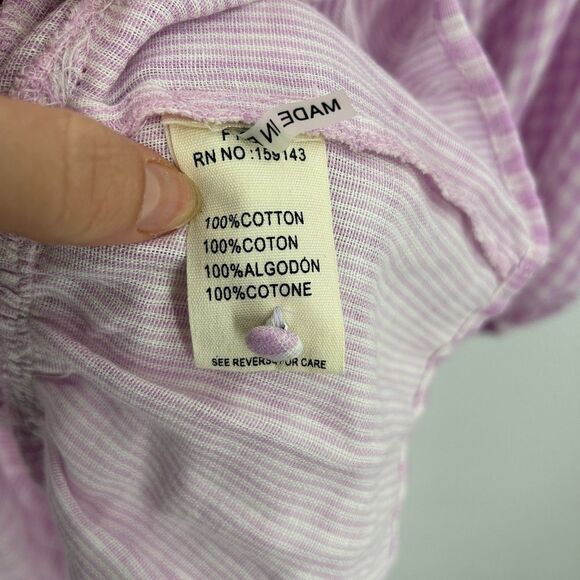 FRNCH Paris Purple White Check Gingham Ruffle Button Waist Tie Mini Dress Small - Picture 9 of 10